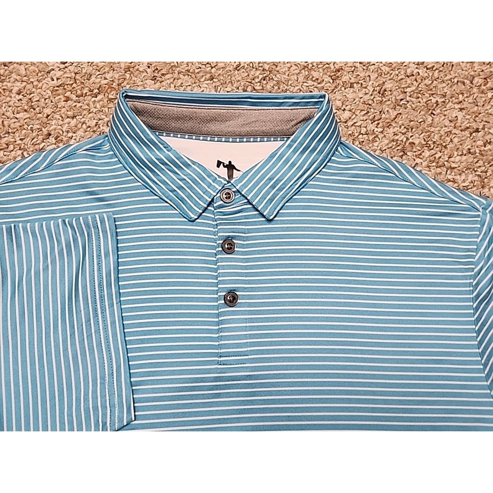 Anderson Ord Golf Polo Shirt Men's Large Blue & White Striped
